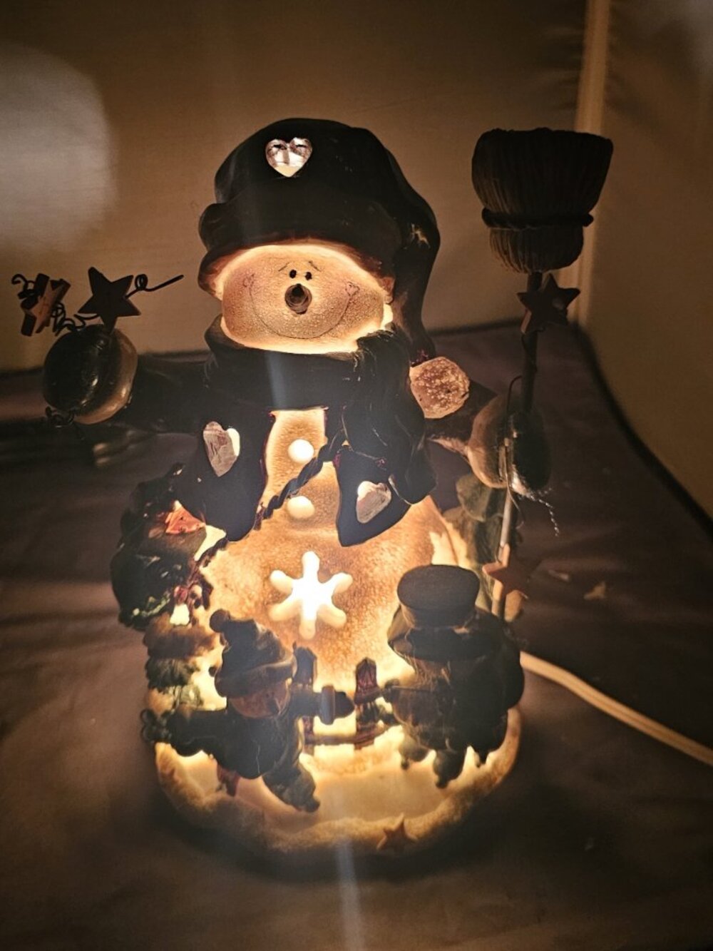 Christmas Snowman Lighted Skating Holiday Decor CMI/Henton Preowned